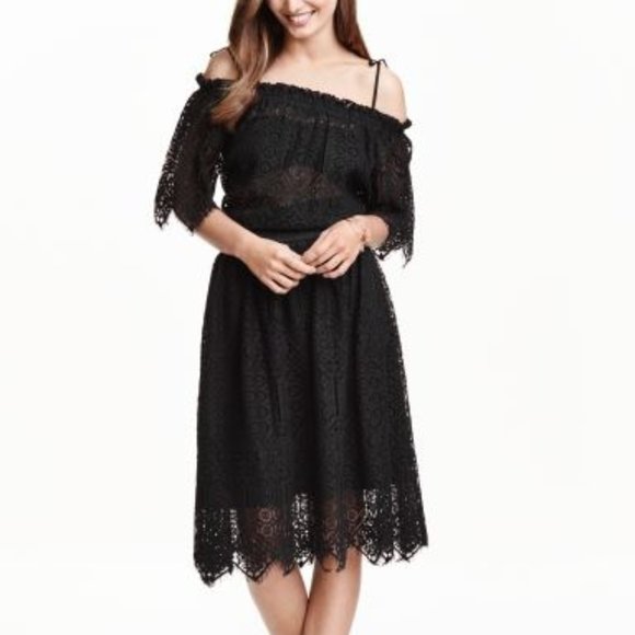 H&M | Dark Blue Lace A-Line Skirt - Picture 12 of 13